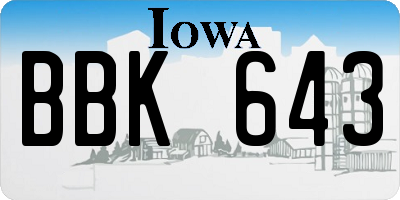 IA license plate BBK643