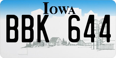 IA license plate BBK644