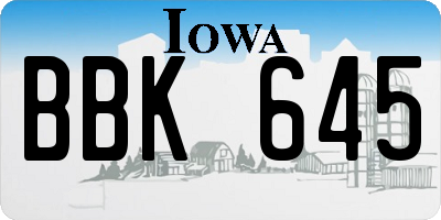 IA license plate BBK645