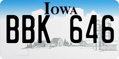 IA license plate BBK646