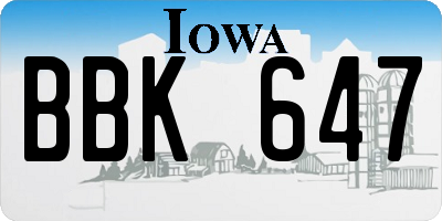 IA license plate BBK647