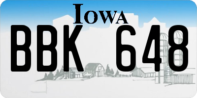 IA license plate BBK648