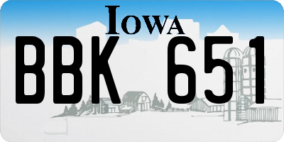 IA license plate BBK651