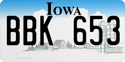 IA license plate BBK653