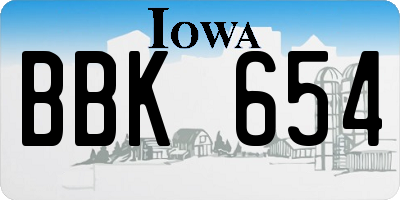 IA license plate BBK654