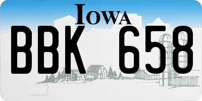 IA license plate BBK658