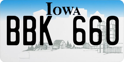 IA license plate BBK660
