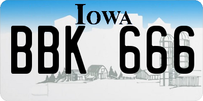 IA license plate BBK666