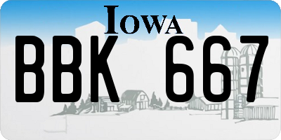IA license plate BBK667