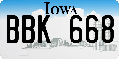 IA license plate BBK668