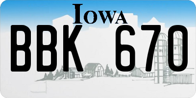 IA license plate BBK670