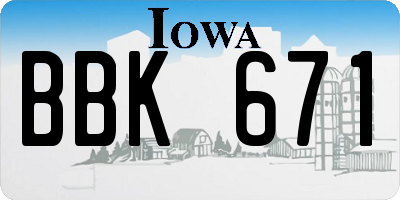 IA license plate BBK671