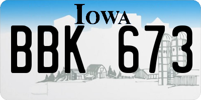 IA license plate BBK673