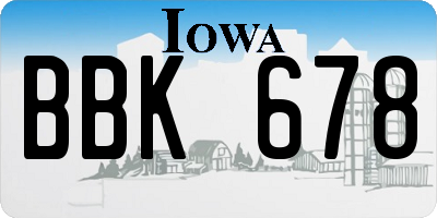 IA license plate BBK678