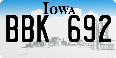 IA license plate BBK692