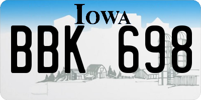 IA license plate BBK698