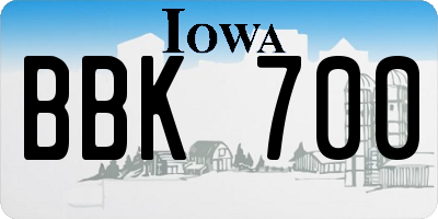 IA license plate BBK700