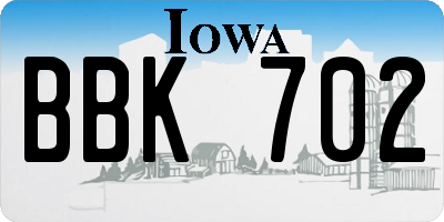 IA license plate BBK702