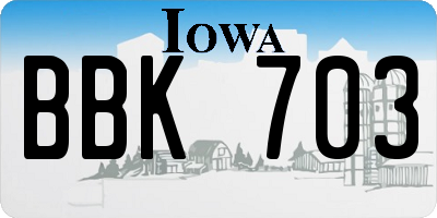 IA license plate BBK703