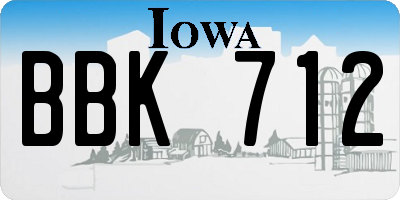 IA license plate BBK712
