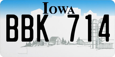IA license plate BBK714