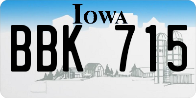 IA license plate BBK715