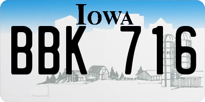 IA license plate BBK716