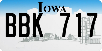 IA license plate BBK717