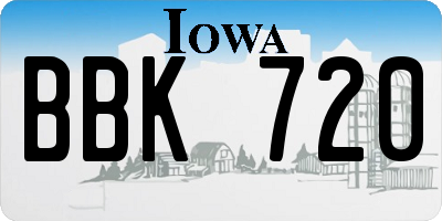 IA license plate BBK720