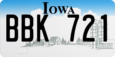 IA license plate BBK721