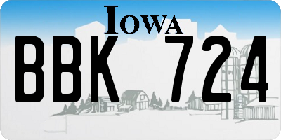 IA license plate BBK724