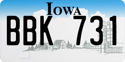 IA license plate BBK731