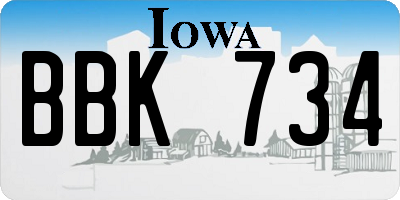 IA license plate BBK734