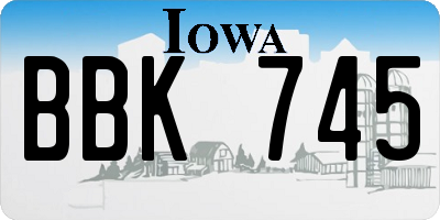 IA license plate BBK745