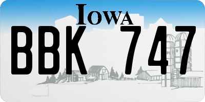 IA license plate BBK747