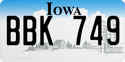 IA license plate BBK749