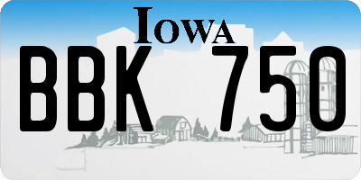 IA license plate BBK750