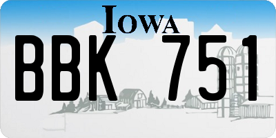 IA license plate BBK751