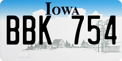 IA license plate BBK754