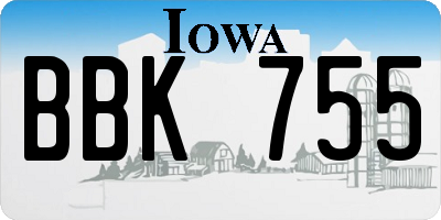IA license plate BBK755