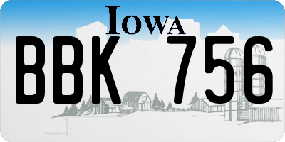 IA license plate BBK756