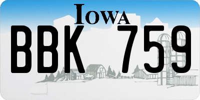IA license plate BBK759