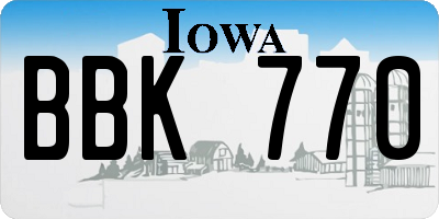 IA license plate BBK770