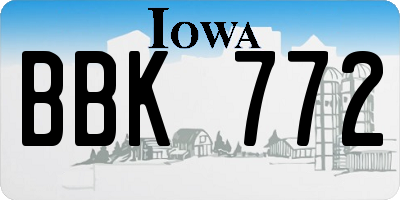 IA license plate BBK772
