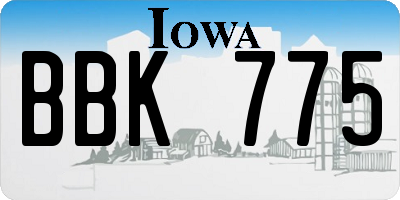 IA license plate BBK775