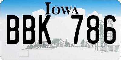 IA license plate BBK786