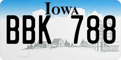 IA license plate BBK788