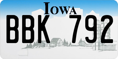 IA license plate BBK792