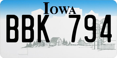 IA license plate BBK794