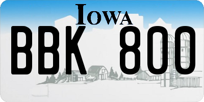 IA license plate BBK800